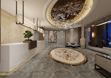 簡約中式洗浴會所裝修設(shè)計案例效果圖