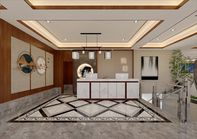 現代中式洗浴中心裝修設計案例效果圖