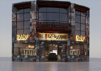 水泥工業(yè)風(fēng)酒吧裝修設(shè)計案例效果圖